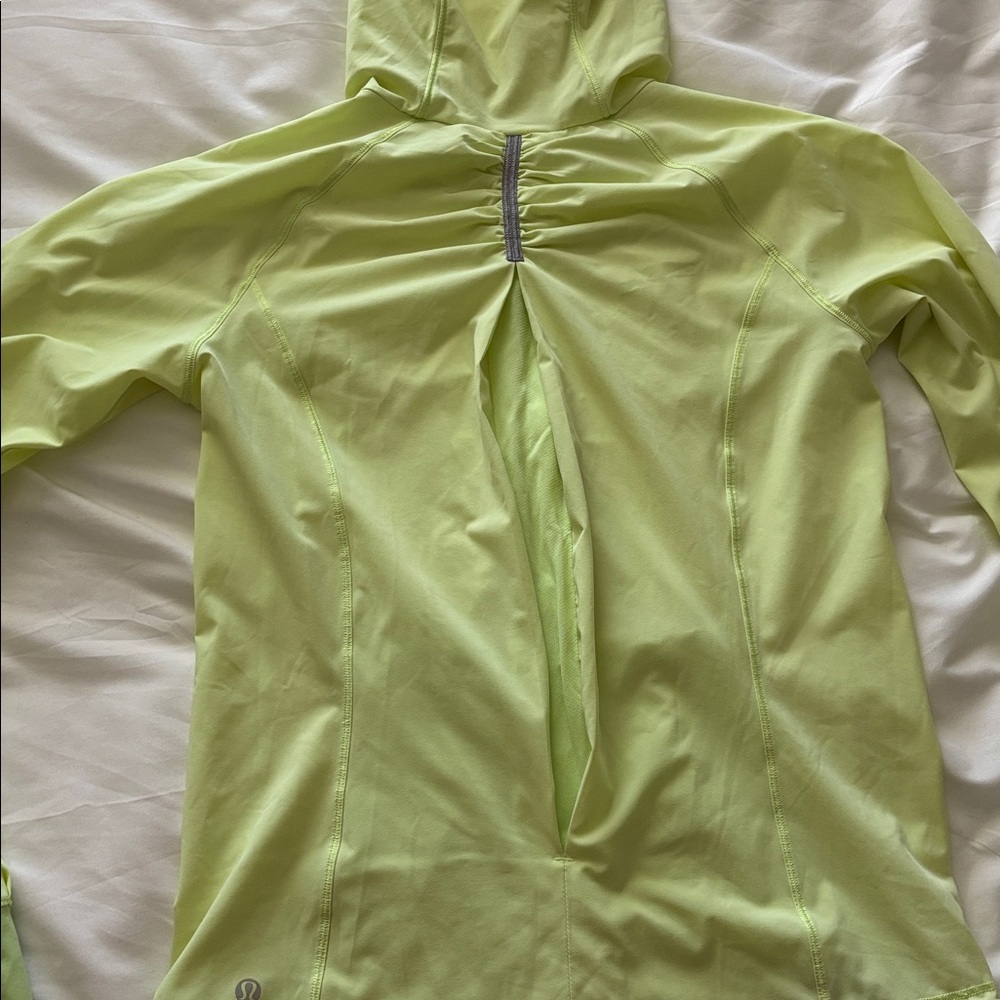 Lululemon Neon Yellow Quarter Zip Hooded Pullover Running Jacket - Picture 14 of 15